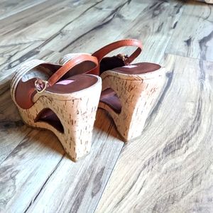 Betsey Johnson Peep Toe Wedge Heels Shoes Cork Heel